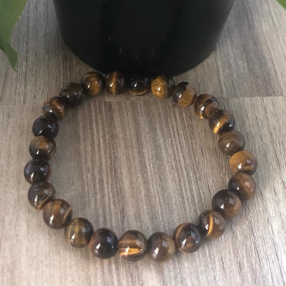 Tiger Eye Natural Stone Beads Stretchable Bracelet 7" - 8mm Beads Best g… - Picture 3 of 3